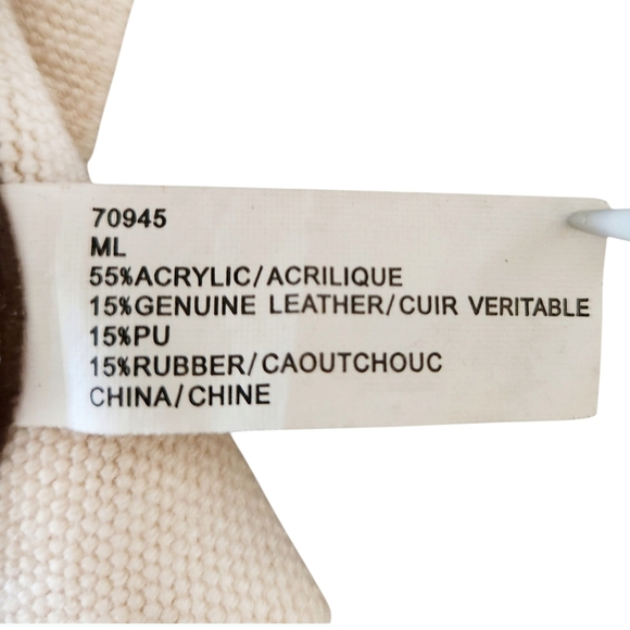 Wide woven brown leather belt stretchy cream strap classic boho summer S/M - Picture 7 of 7